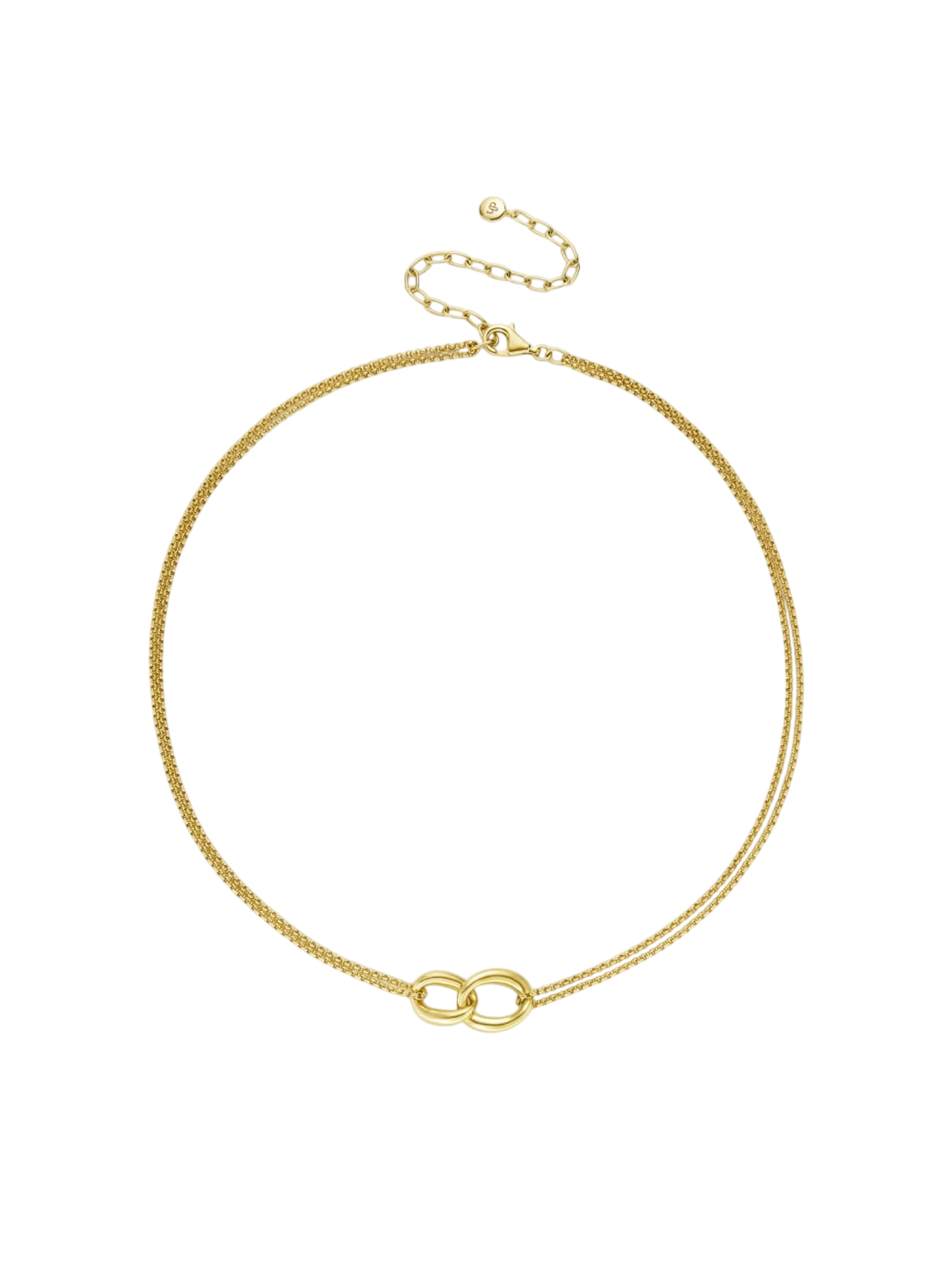 Gold wave double link necklace